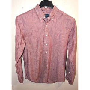 Ralph Lauren Men's L Slim Fit Lt. Red Button Front Dress Shirt